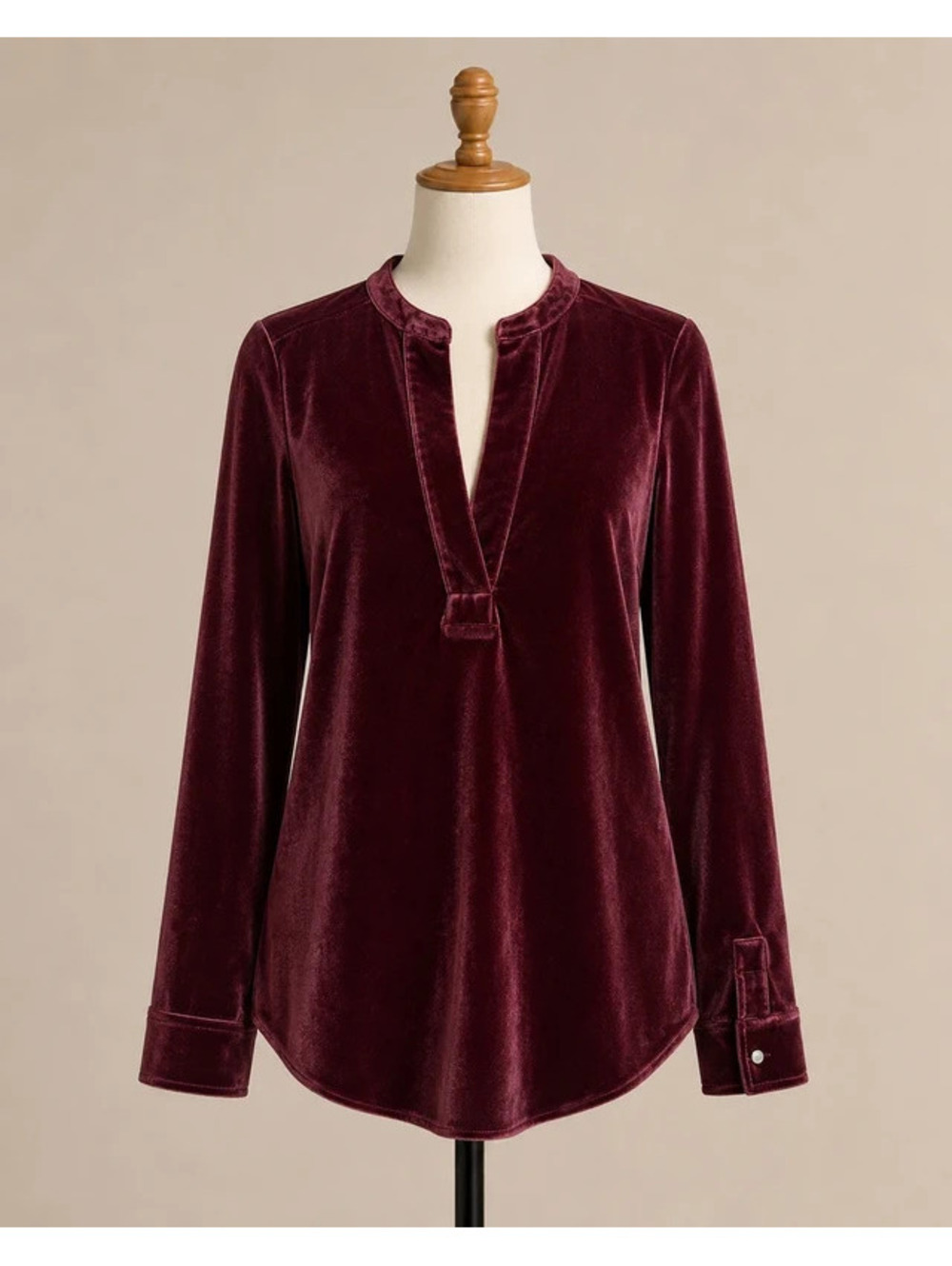 Lauren Ralph Lauren Velvet Burgundy Blouse S Long Sleeve Velour Holiday Top